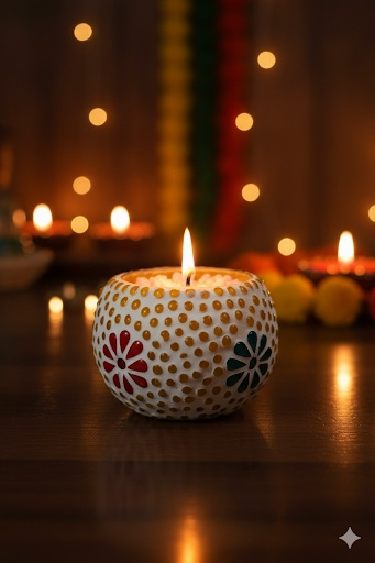 Festive Mosaic Candle